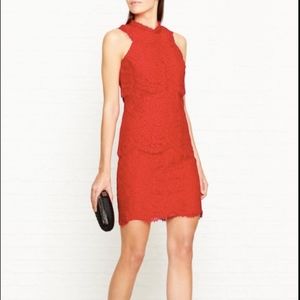 Reiss Sophia Tiered Lace Overlay Sleeveless Dress